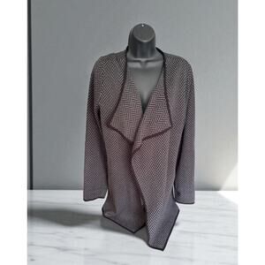 Vince Camuto Black Gray Chevron Sweater Duster Long Sz Med EUC Cardigan